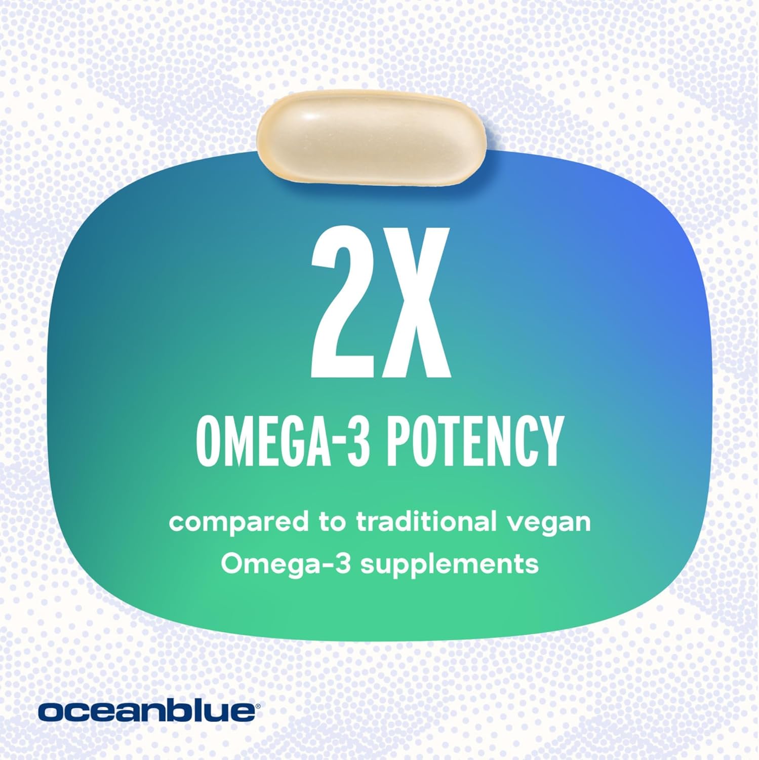 Plant-Based Oceanblue Professional Vegan Omega-3 Supplement - 2 Packs, 1300mg, 60 Servings of High-Potency DHA EPA Algae Oil