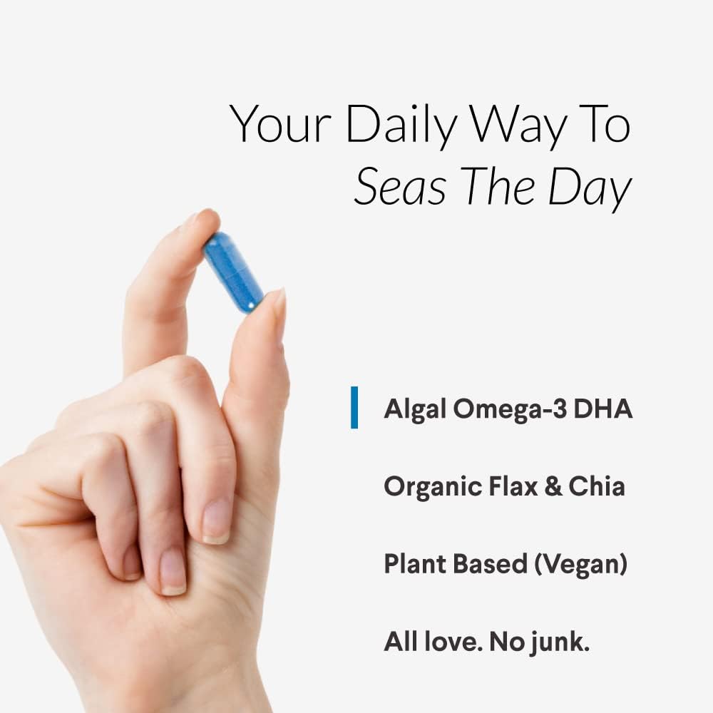 Plant-Based Omega-3 DHA Supplement with Organic Algae, Chia, and Flax Seed - Doctor's Choice, Third Party Tested, 30 Capsules, 1 Month Supply