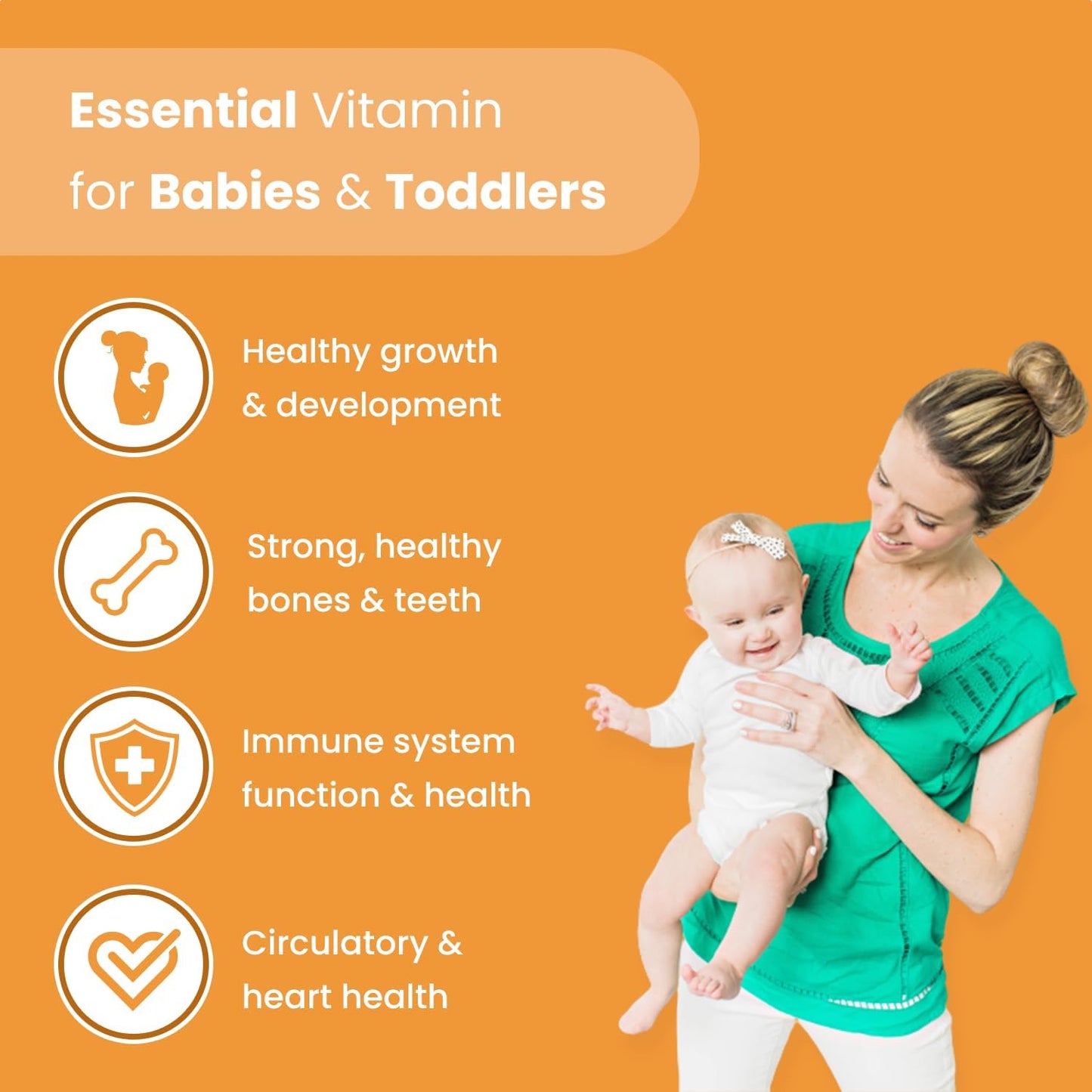 Plant-Based Organic Vitamin D Drops for Babies, Infants & Toddlers | 400 IU Baby Vitamin D3 Liquid Supplement | Supports Healthy Growth, Bones, Heart & Immune Health for Newborns | 2-Pack