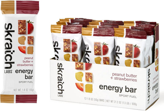 Plant-Based Peanut Butter and Strawberry Energy Bars (12 Pack) | Low Sugar, High Protein, Non-GMO, Gluten-Free, Vegan, Kosher Snack