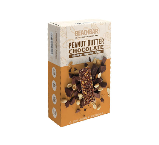 Plant-Based Peanut Butter Chocolate Protein Bar - Vegan, Gluten-Free, Low Glycemic, 10g Protein, 150 Calories, 15 Bars
