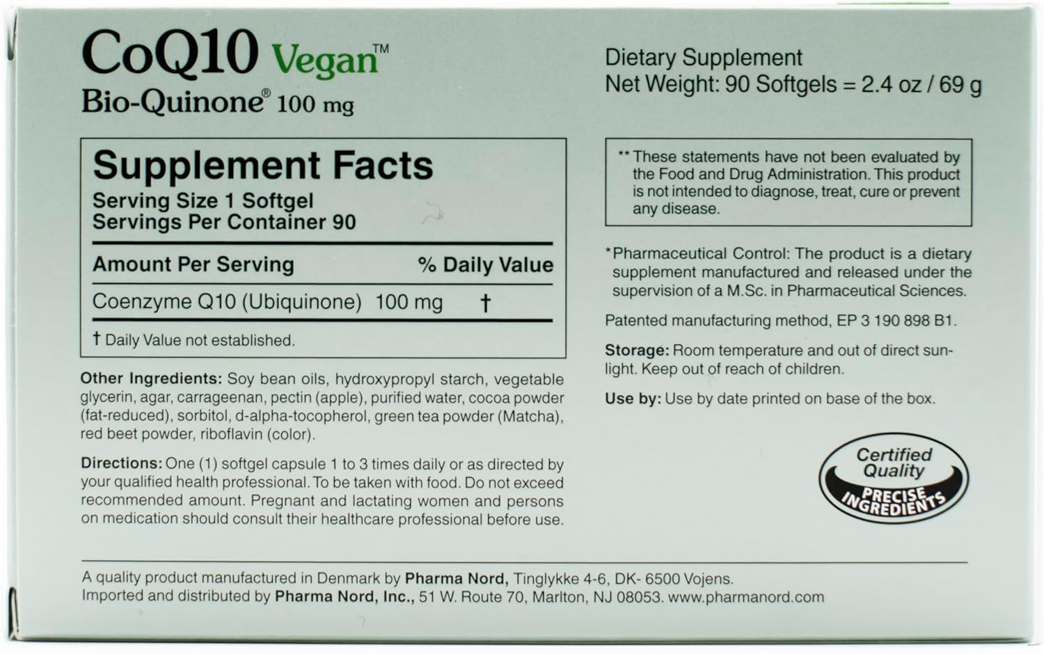Plant-Based Pharma Nord CoQ10 Vegan Bio-Quinone Softgels - 100mg, 90ct - Non-GMO Heart Health & Energy Supplement