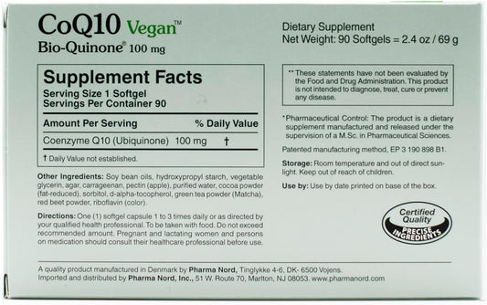 Plant-Based Pharma Nord CoQ10 Vegan Bio-Quinone Softgels - 100mg, 90ct - Non-GMO Heart Health & Energy Supplement