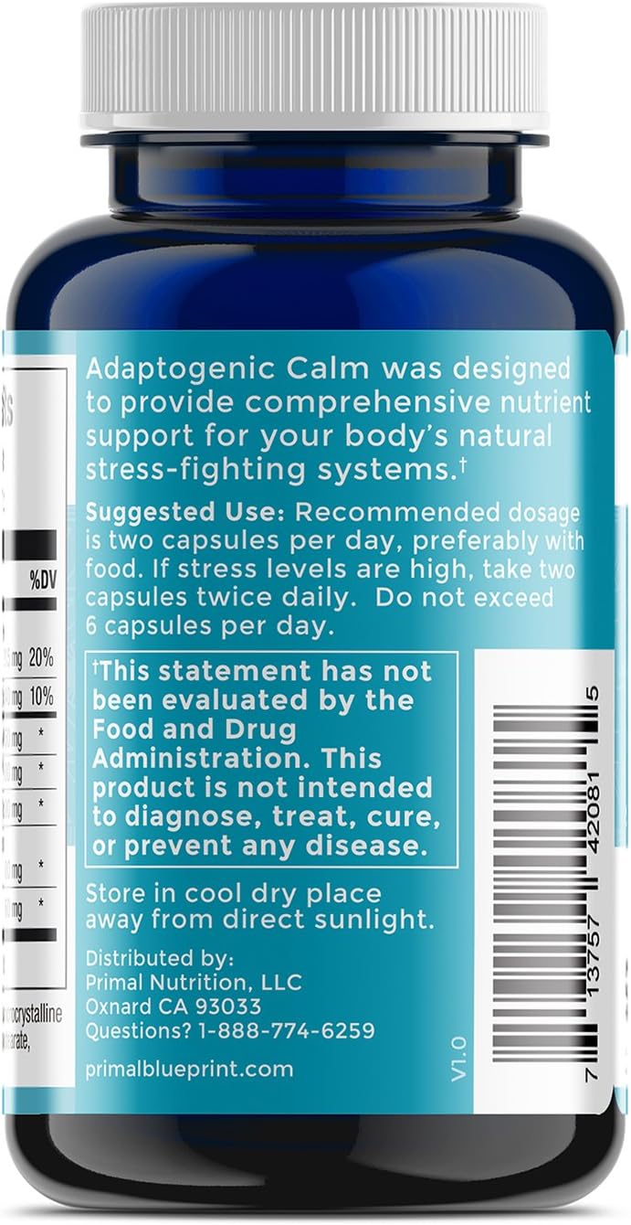 Plant-Based Primal Blueprint Adaptogenic Calm Dietary Supplement - 30 Count Bottle