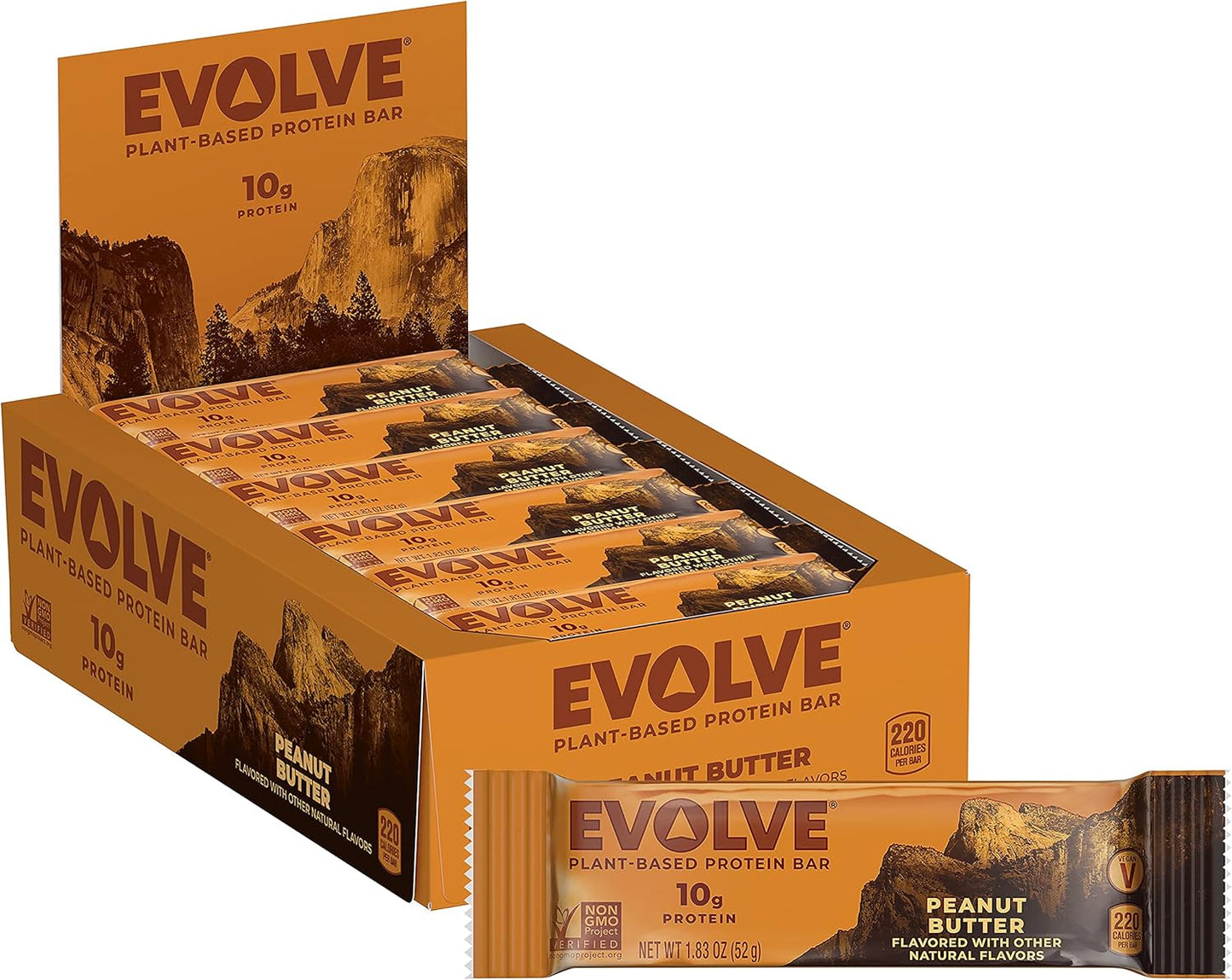 Plant Based Protein Bar, Peanut Butter Flavor, Dairy Free, Non-GMO, No Artificial Flavors, 10g Protein, 12 Bars, Packaging Varies
