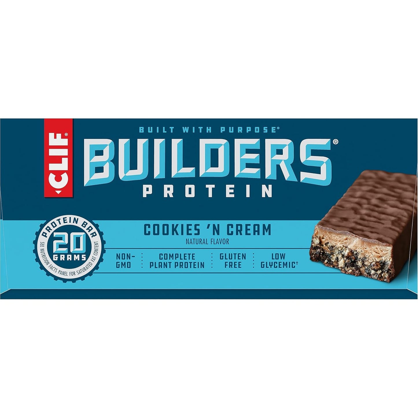 Plant Based Protein Bars - Cookies 'n Cream Flavor - Gluten Free - Non-GMO - Low Glycemic - 20g Protein - 2.4 oz. (12 Count)