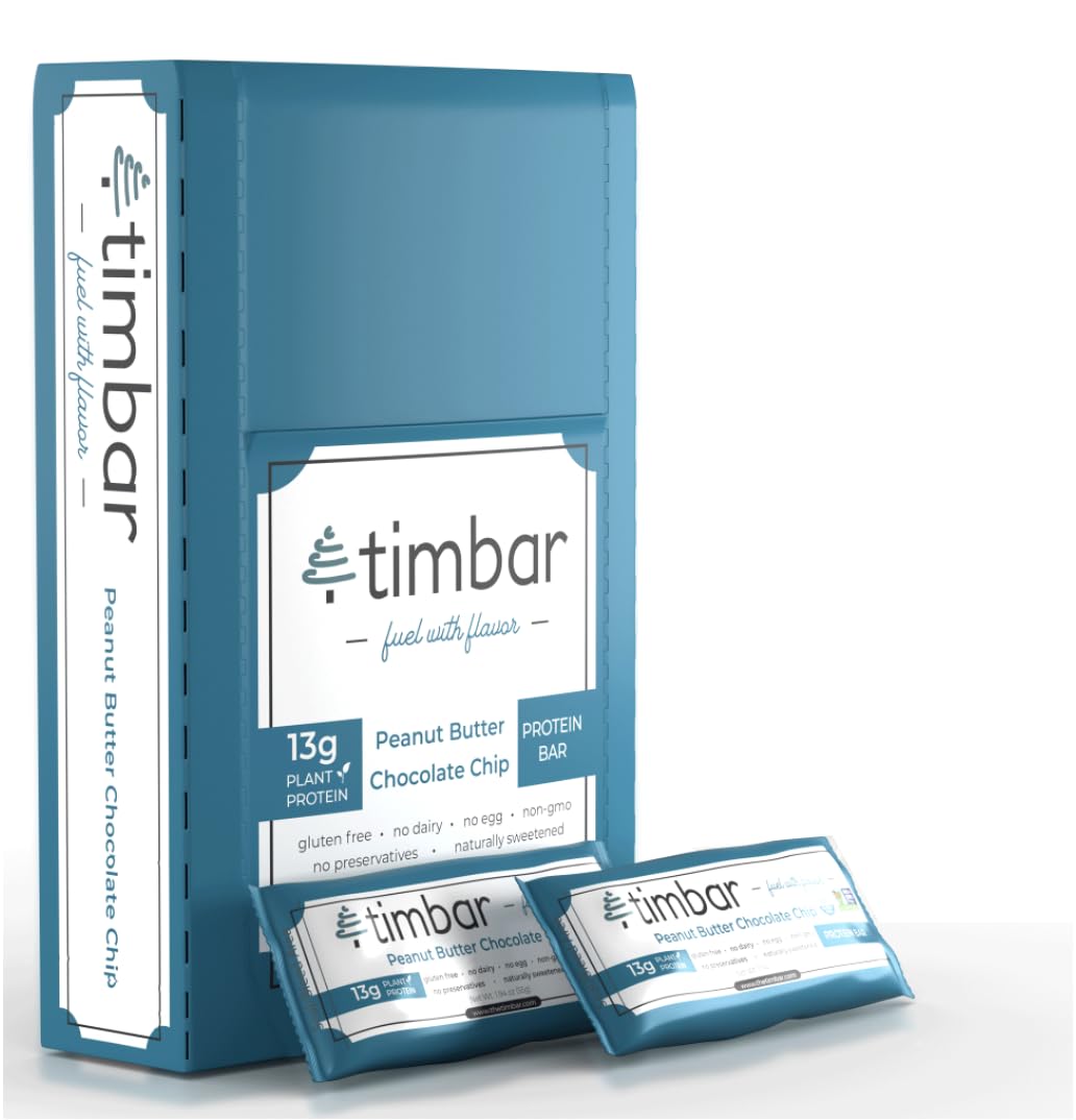 Plant Based Protein Bars, Non-GMO, Gluten Free, Dairy & Egg Free, No Preservatives, 12g Protein Per Bar, 12 Pack Peanut Butter Chocolate Chip