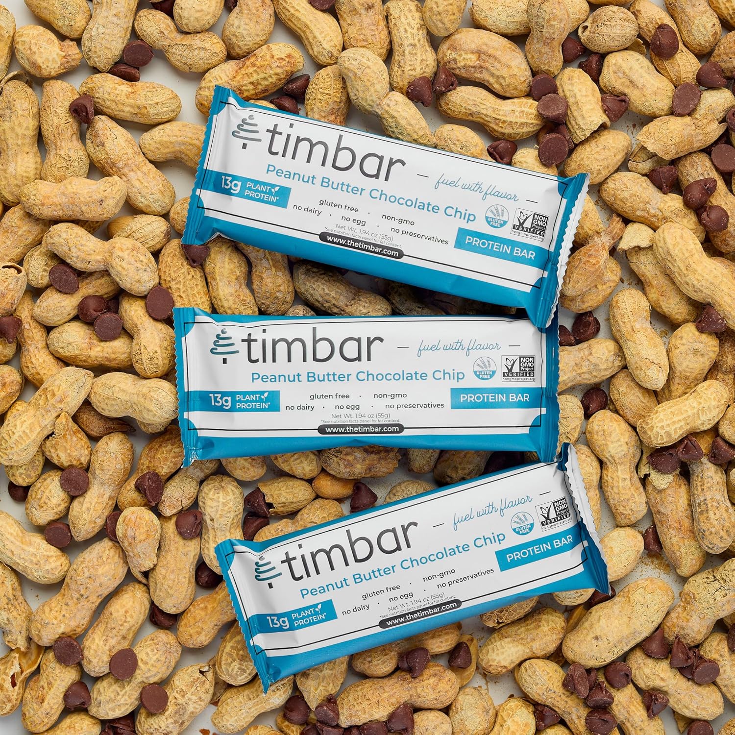 Plant Based Protein Bars, Non-GMO, Gluten Free, Dairy & Egg Free, No Preservatives, 12g Protein Per Bar, 12 Pack Peanut Butter Chocolate Chip