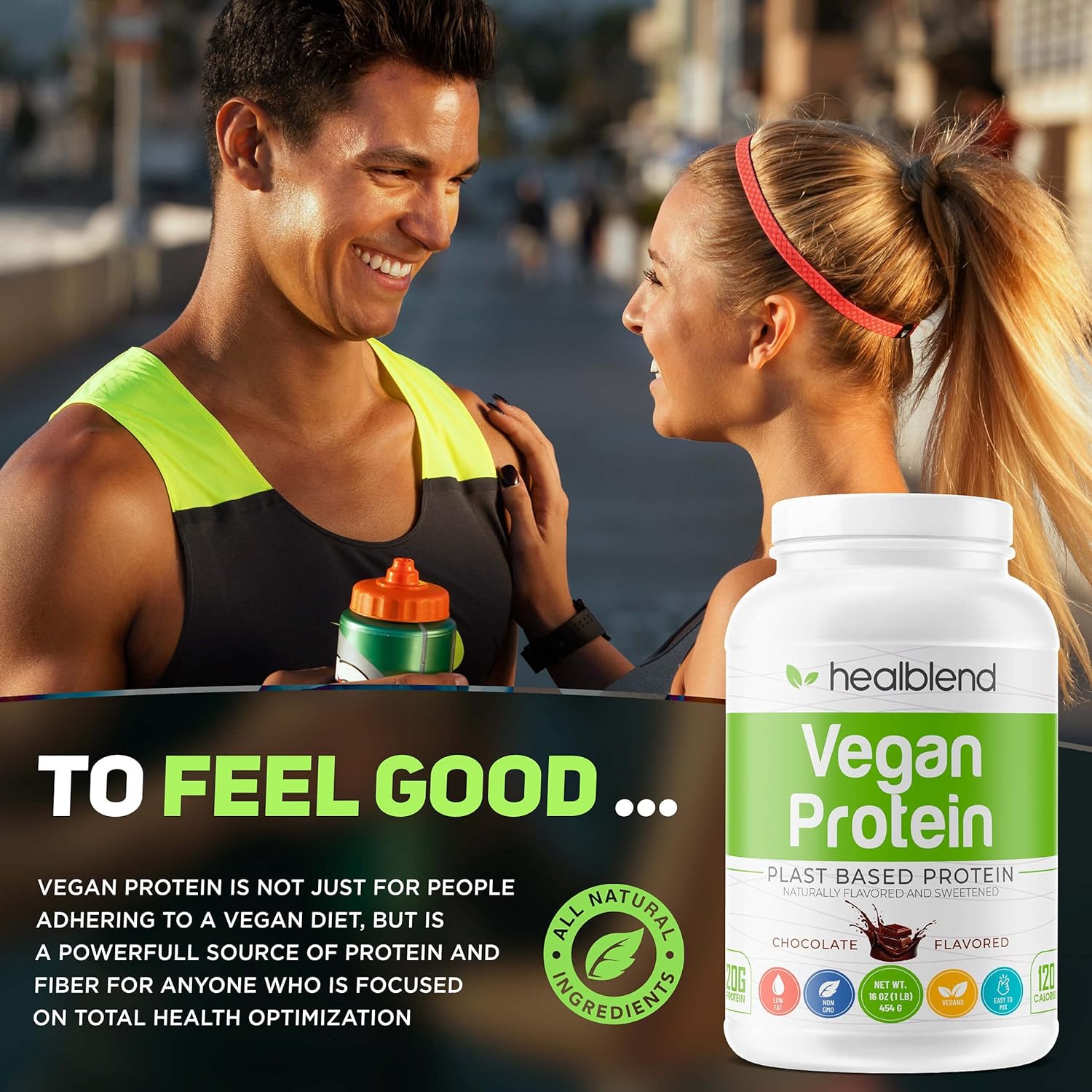 Plant-Based Protein Powder - Vegan Dietary Supplement for Women and Men, Gluten-Free, Non-GMO, Erythritol-Free pea protein