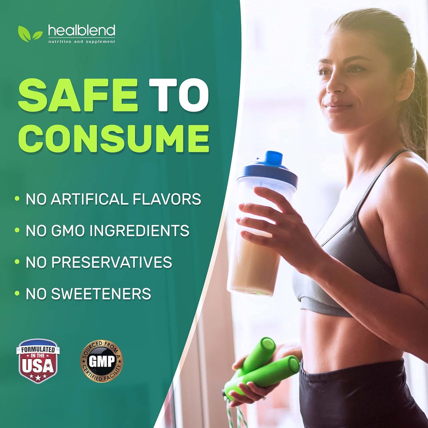 Plant-Based Protein Powder - Vegan Dietary Supplement for Women and Men, Gluten-Free, Non-GMO, Erythritol-Free pea protein