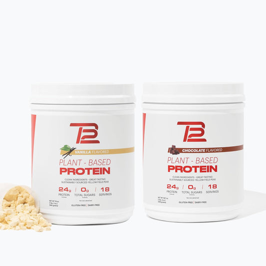 Plant-Based Protein Powder Combo Pack - Vanilla & Chocolate Flavors, 24g Pea Protein, Vegan, Low Carb, Non-GMO, Dairy and Sugar-Free (60 Servings)
