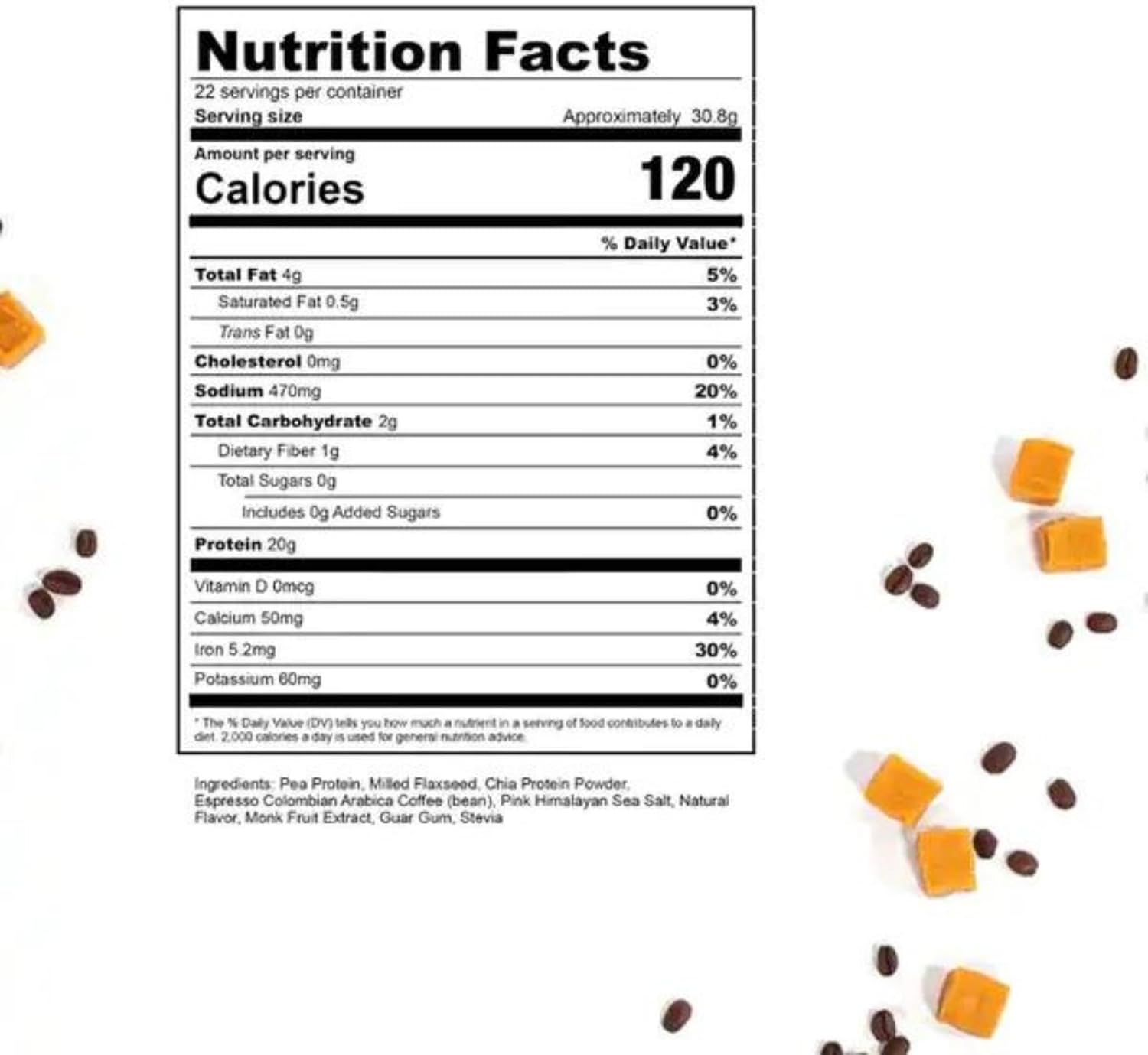 Plant Based Protein Powder in Caramel Latte Flavor - Clean Ingredients, Vegan-Friendly