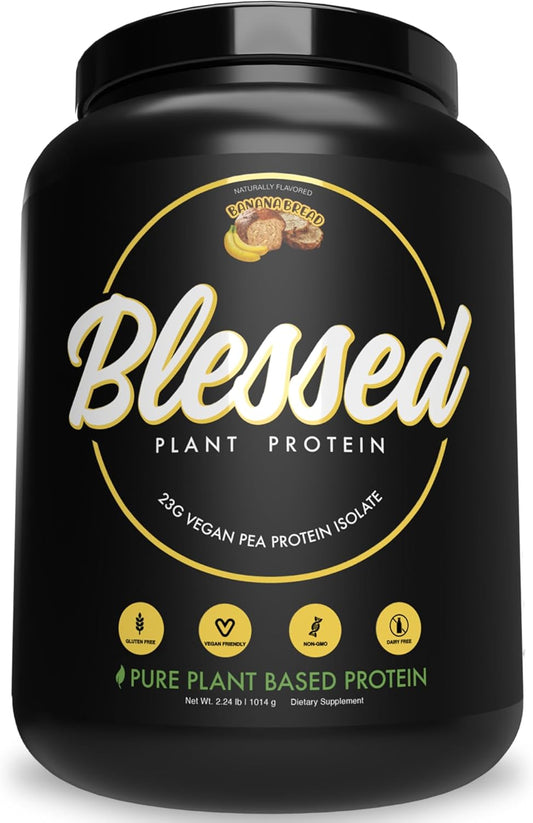 Plant Based Protein Shake - Vegan Meal Replacement Powder with 23g of Pea Protein, Dairy/Gluten/Soy Free, No Added Sugar - Banana Bread Flavor, 30 Servings
