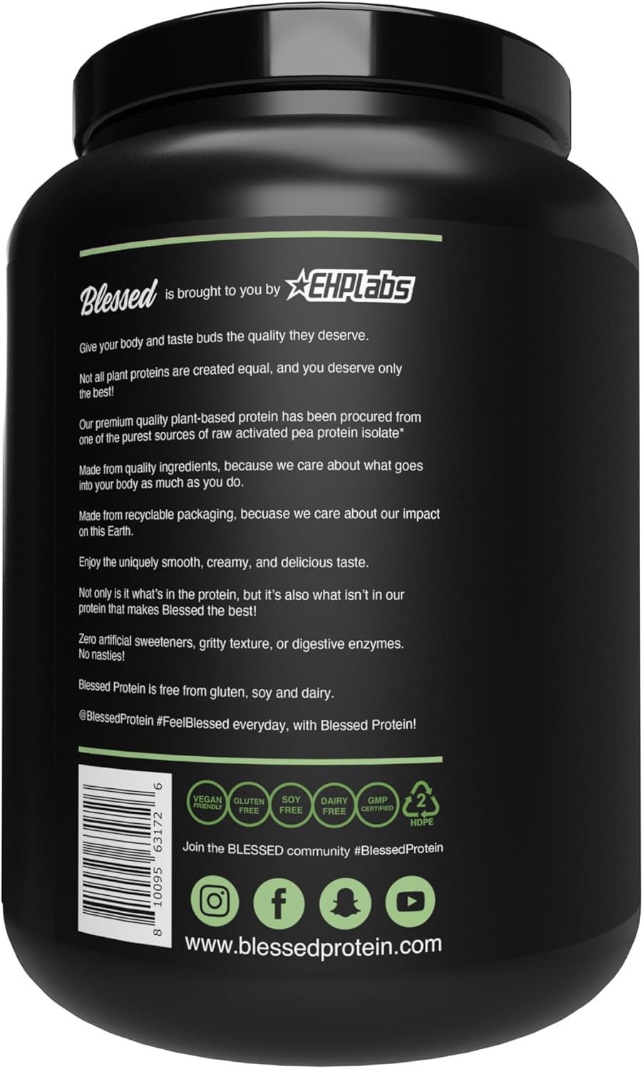 Plant Based Protein Shake Meal Replacement Powder - 23g of Pea Protein - Dairy & Gluten Free - No Added Sugar - Choc Peppermint Flavor - 30 Servings