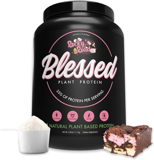 Plant-Based Protein Shake Powder - Vegan Meal Replacement with 23g of Pea Protein, Dairy/Gluten/Soy-Free, No Added Sugar - 30 Servings (Rocky Road)