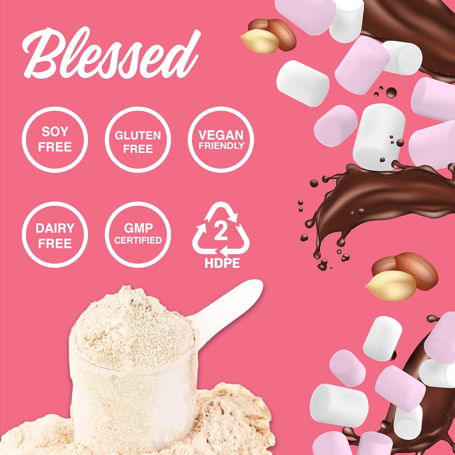 Plant-Based Protein Shake Powder - Vegan Meal Replacement with 23g of Pea Protein, Dairy/Gluten/Soy-Free, No Added Sugar - 30 Servings (Rocky Road)