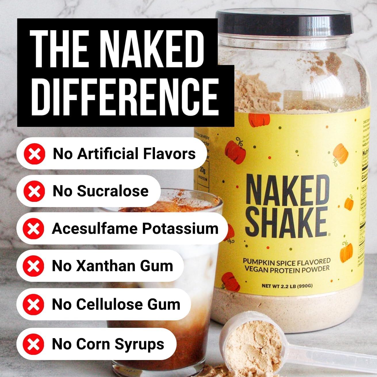 Plant Based Pumpkin Spice Protein Shake - Naked Nutrition Shake with MCT Oil - Gluten-Free & Soy-Free - No GMOs or Artificial Sweeteners - 30 Servings - BoostGo Australia