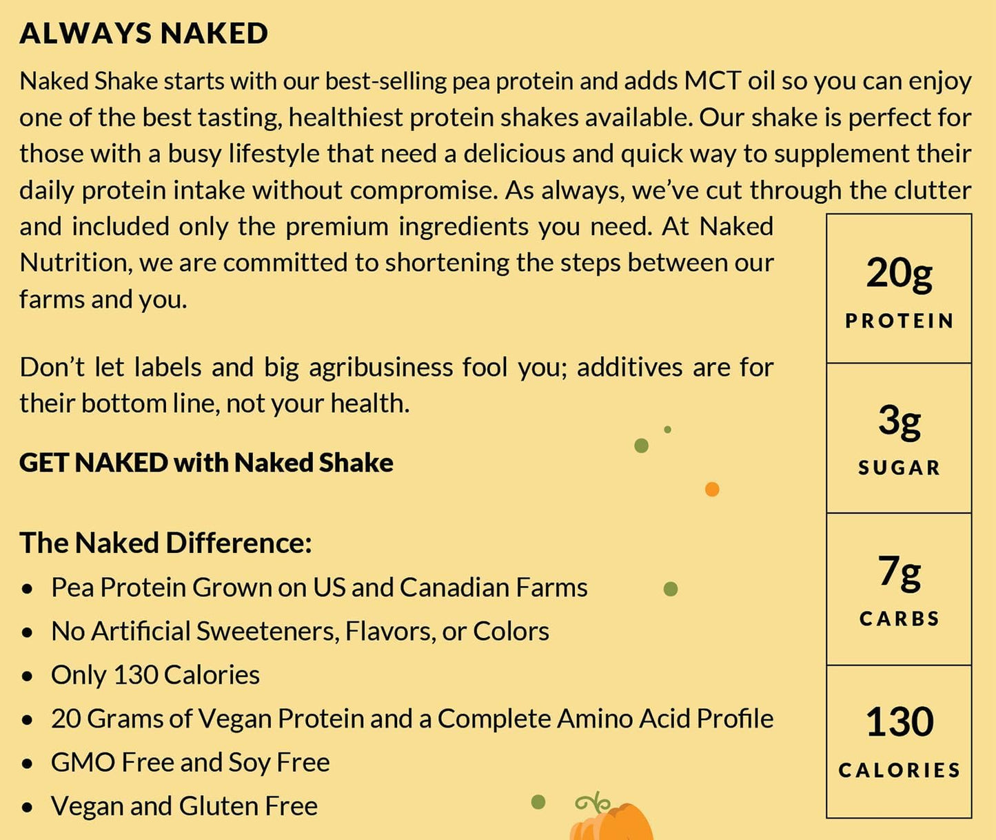 Plant Based Pumpkin Spice Protein Shake - Naked Nutrition Shake with MCT Oil - Gluten-Free & Soy-Free - No GMOs or Artificial Sweeteners - 30 Servings - BoostGo Australia