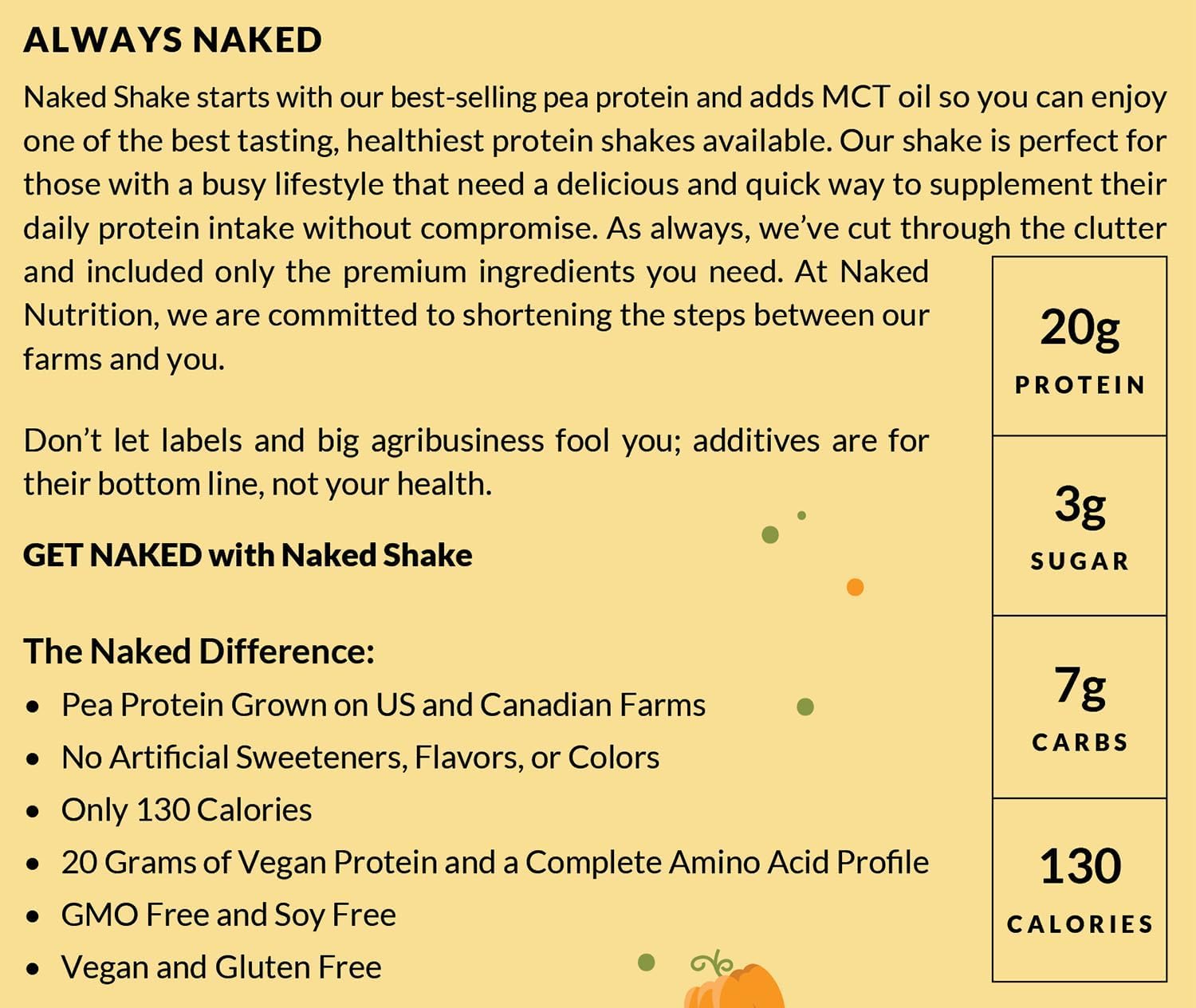 Plant Based Pumpkin Spice Protein Shake - Naked Nutrition Shake with MCT Oil - Gluten-Free & Soy-Free - No GMOs or Artificial Sweeteners - 30 Servings - BoostGo Australia