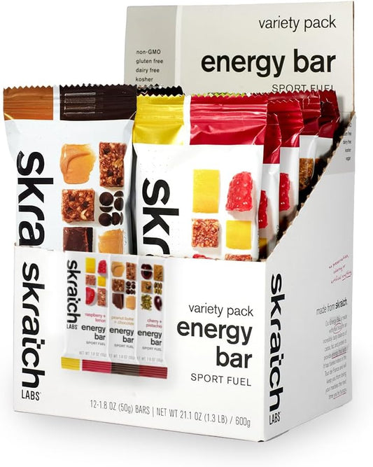 Plant-Based Skratch Labs Energy Bar Variety Pack - 12 Pack | Low Sugar, Plant Protein, Ancient Grains | Non-GMO, Gluten Free, Soy Free, Vegan, Kosher Snack