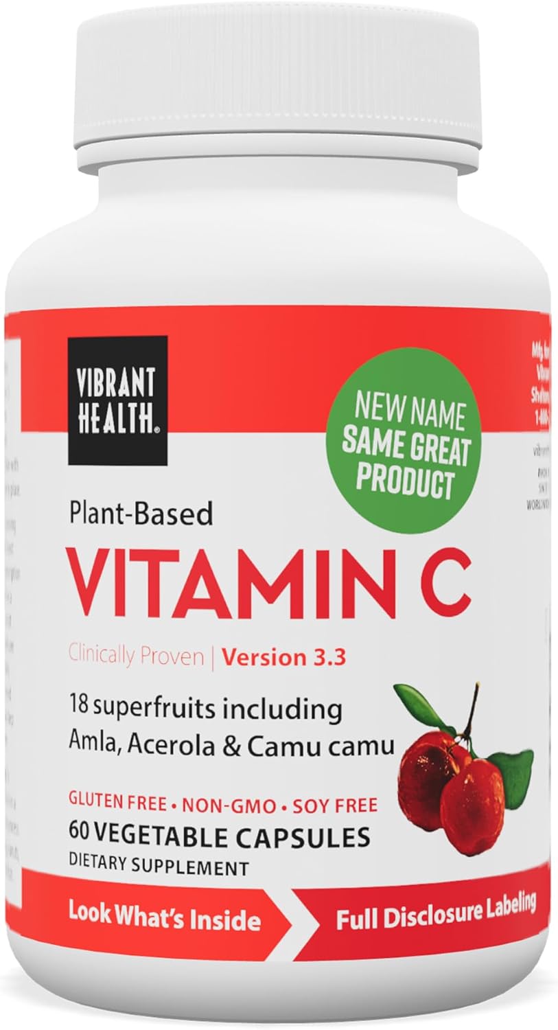 Plant-Based Superfoods Vitamin C Capsules for Vegetarian Immune Support & Antioxidant Protection