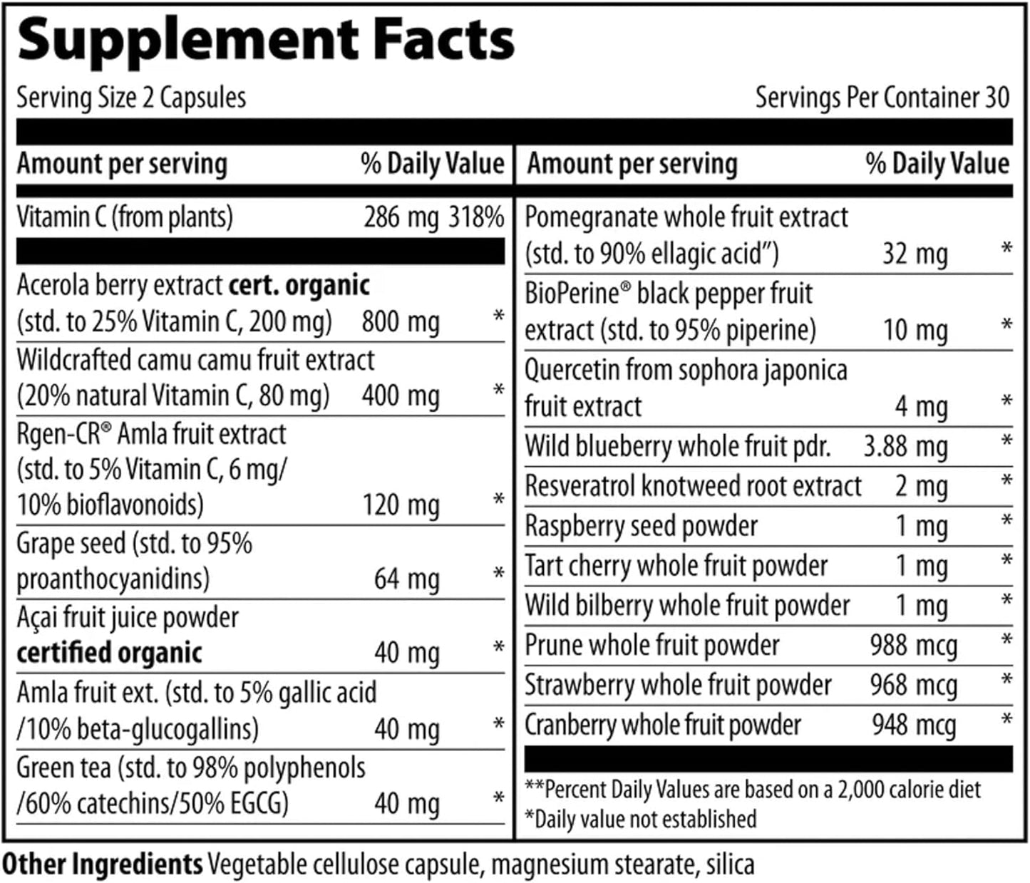 Plant-Based Superfoods Vitamin C Capsules for Vegetarian Immune Support & Antioxidant Protection
