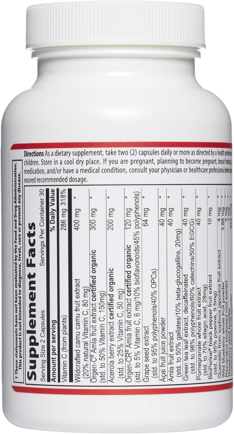 Plant-Based Superfoods Vitamin C Capsules for Vegetarian Immune Support & Antioxidant Protection