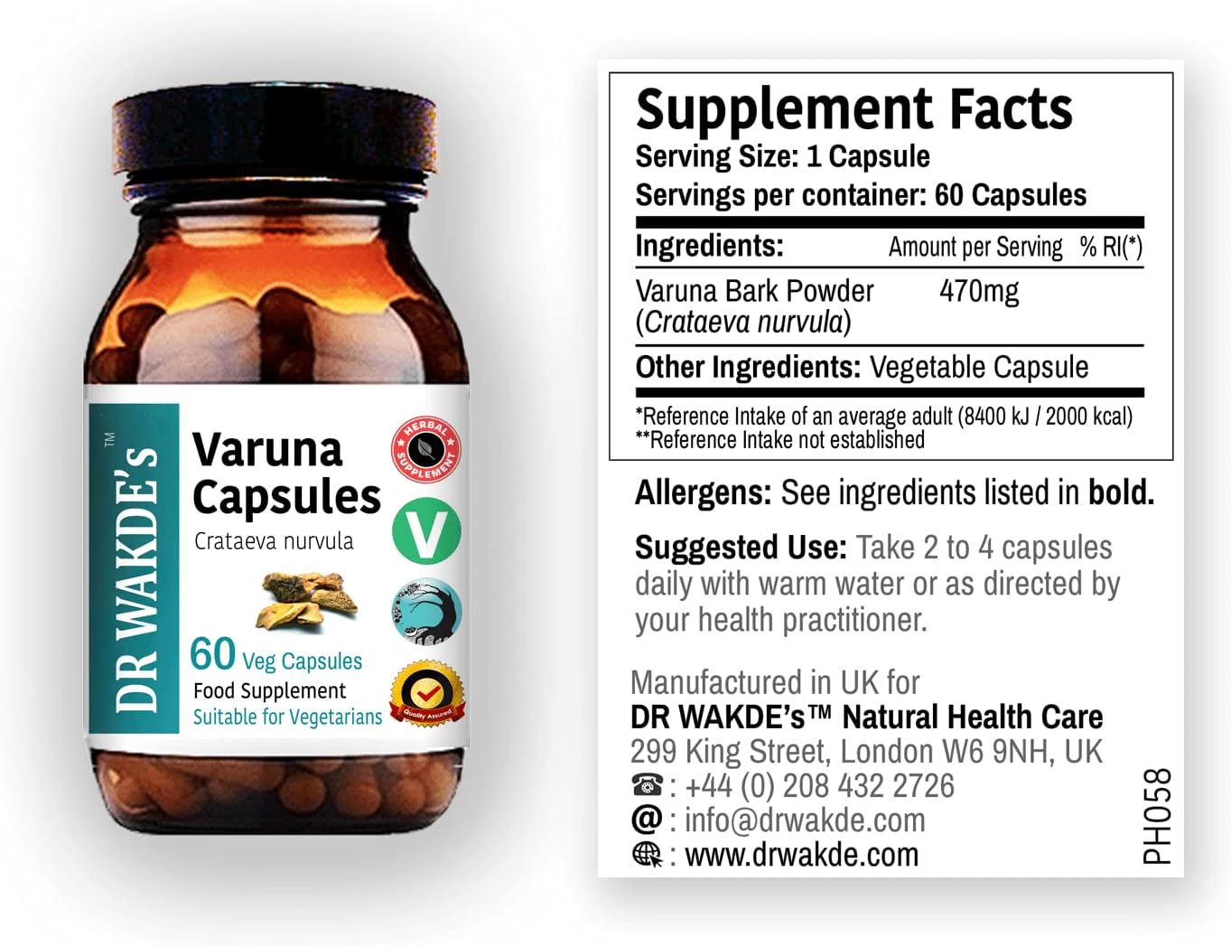 Plant-Based Varuna Capsules - Ayurvedic Crataeva nurvula Supplement with 60 Veg Caps, Vegan & All Natural