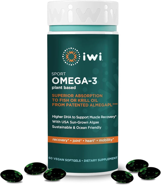 Plant-Based Vegan Algae Omega-3 Softgels for Exercise Recovery - 60 Count