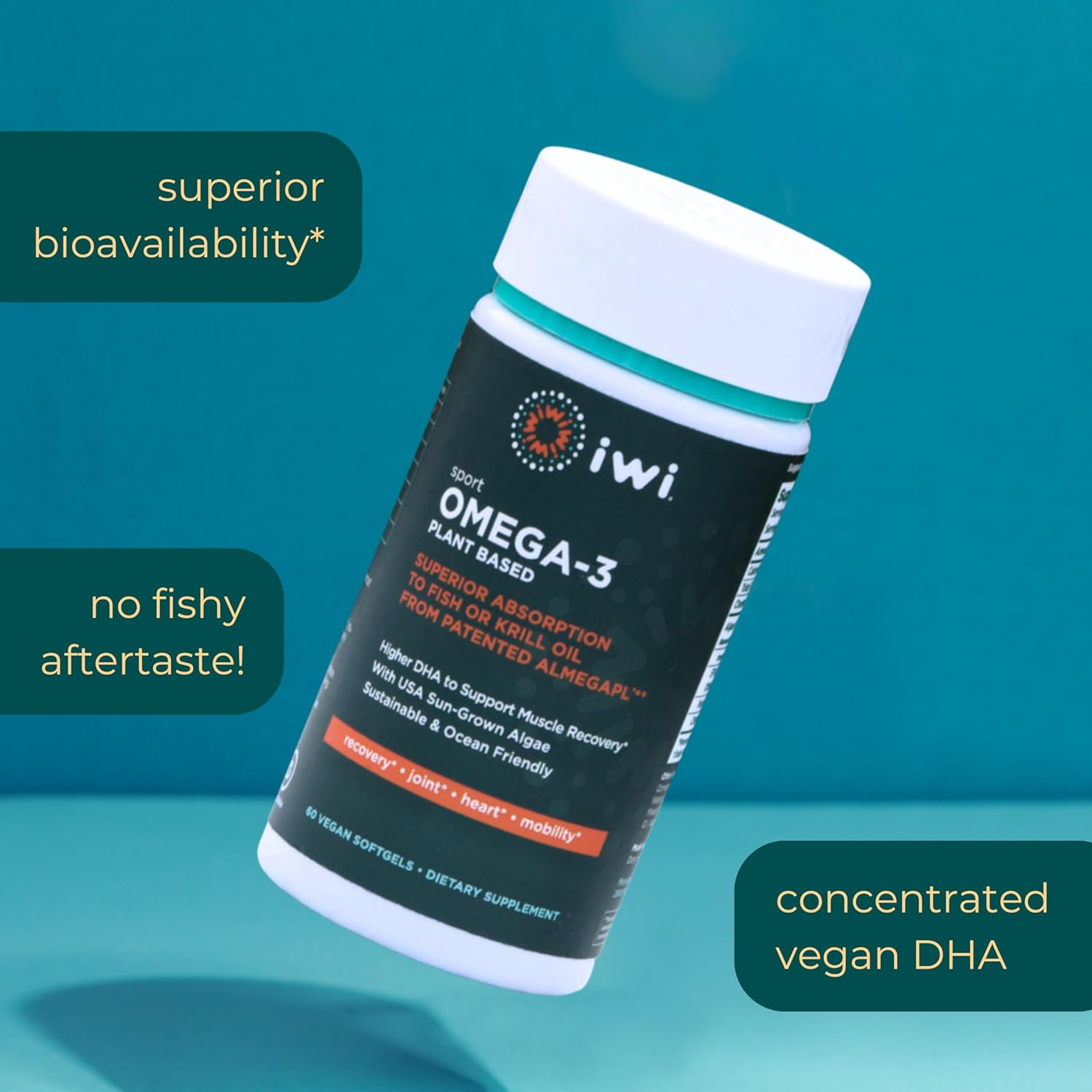 Plant-Based Vegan Algae Omega-3 Softgels for Exercise Recovery - 60 Count