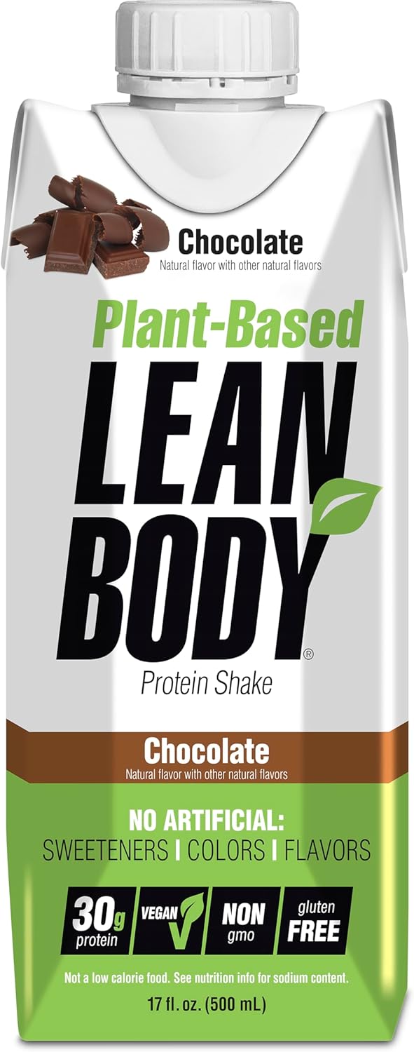 Plant-Based Vegan Chocolate Protein Shake, 30g Protein, No Artificial Ingredients, Non GMO, Gluten Free - Pack of 12