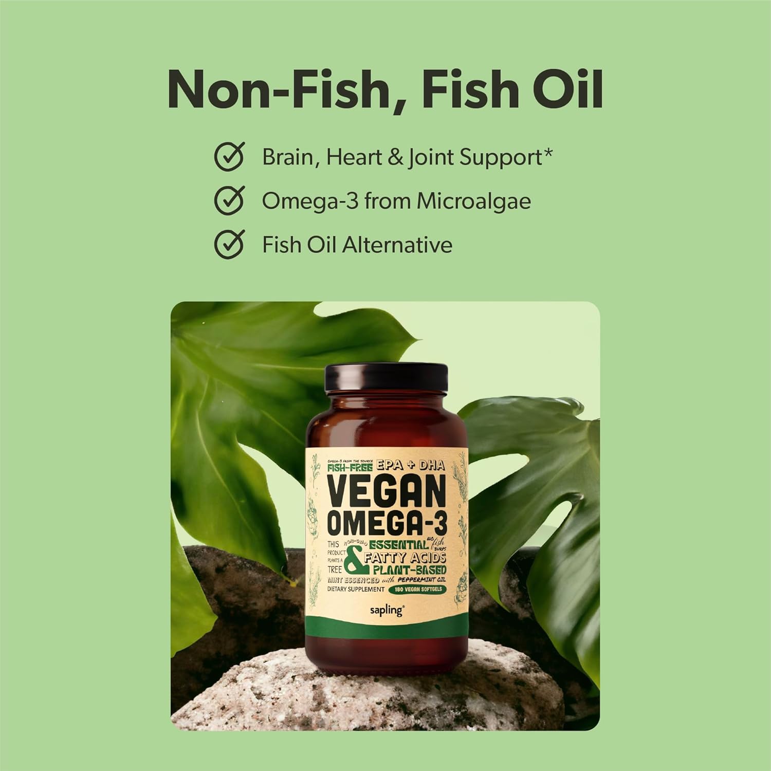 Plant-Based Vegan Omega 3 Softgels, Algae Calcium, and Vitamin B Complex Bundle - DHA & EPA, Red Algae Calcium Supplement, Essential B Vitamins