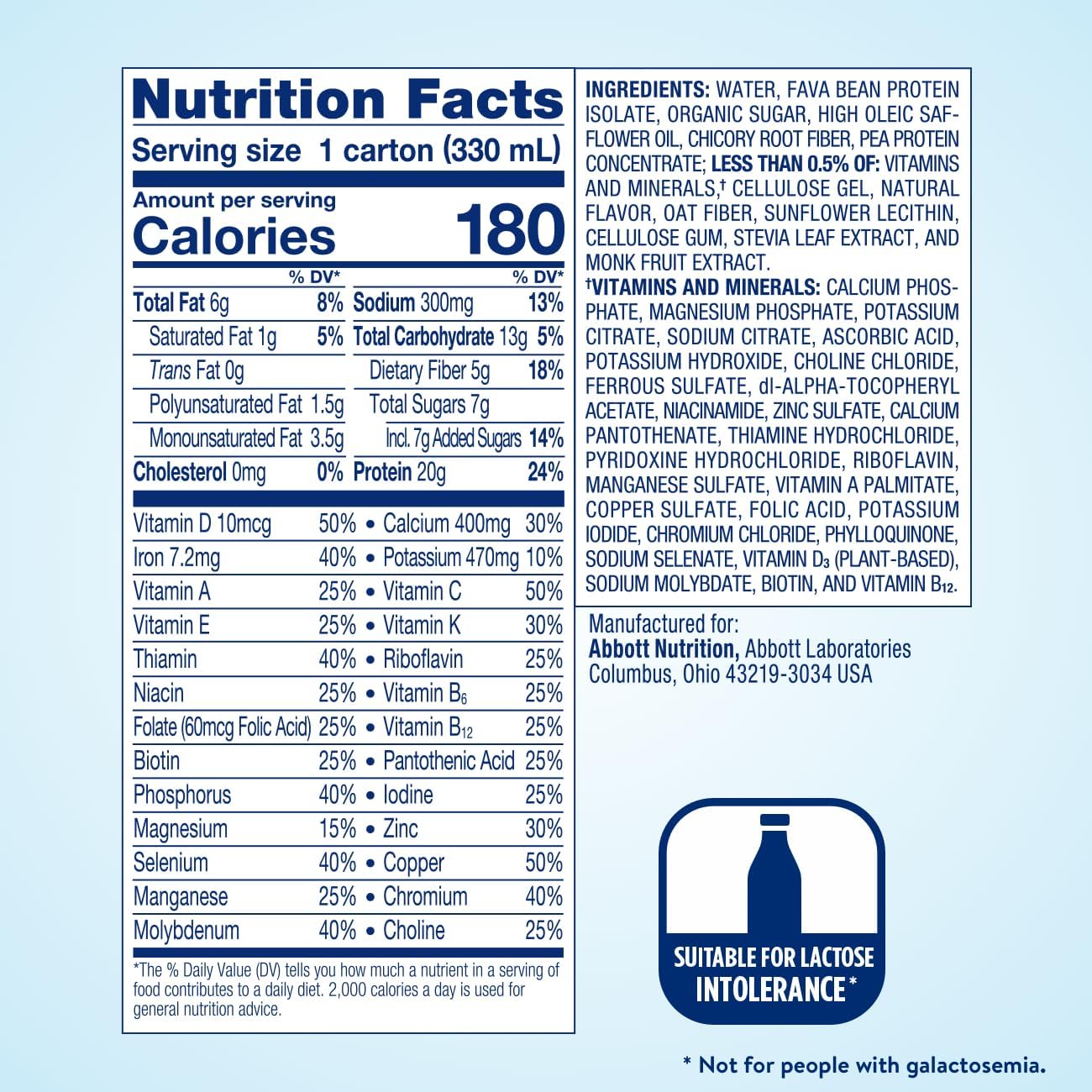 Plant-Based Vegan Protein Nutrition Shakes - 20g Fava Bean and Pea Protein, Vanilla Flavor, 11 fl oz, 12-Pack