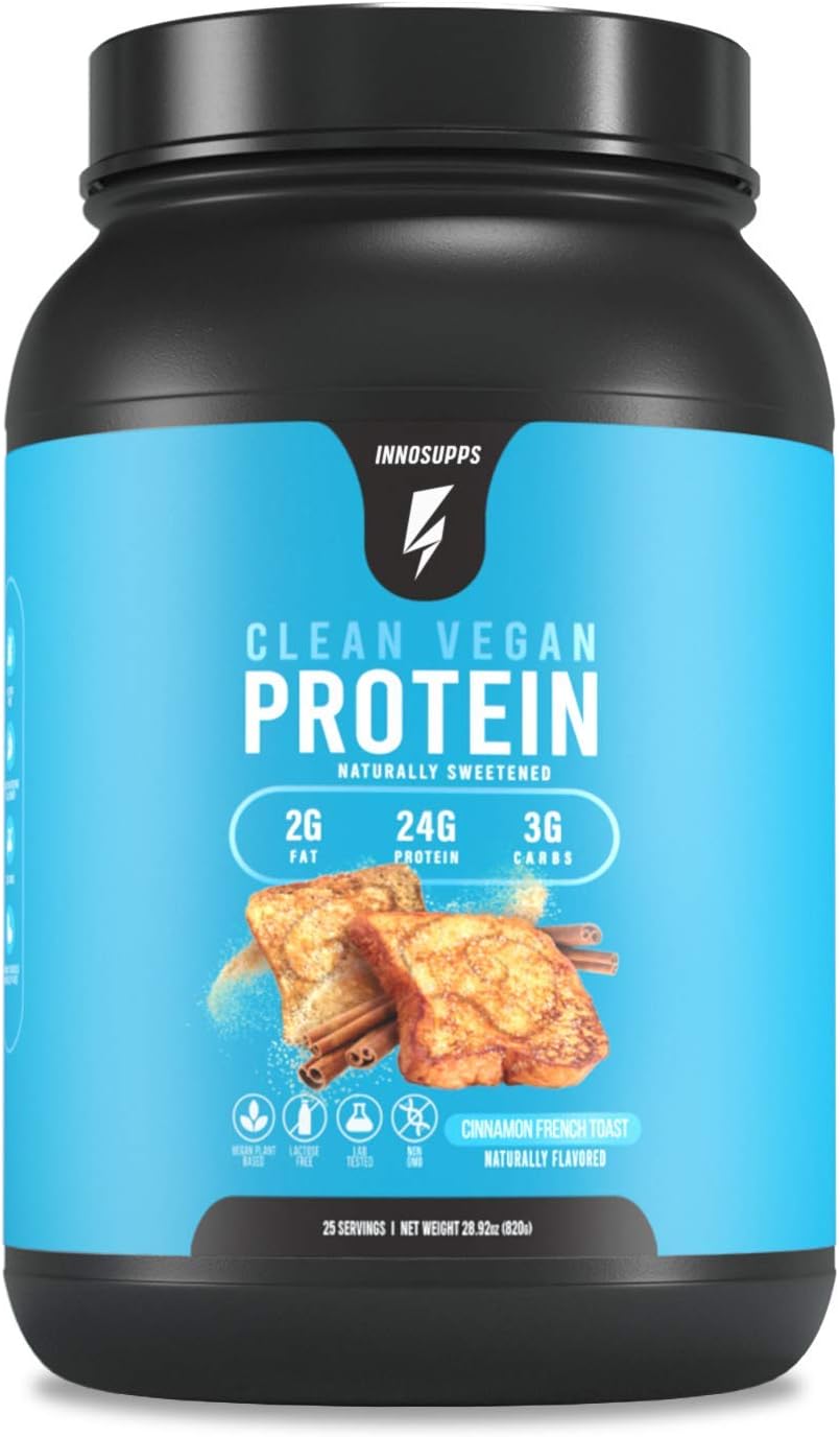 Plant Based Vegan Protein Powder - Cinnamon French Toast Flavor, Natural Ingredients, Dairy & Gluten Free, Low Carb & Low Fat, No Artificial Sweeteners or Sugars, Soy & GMO Free