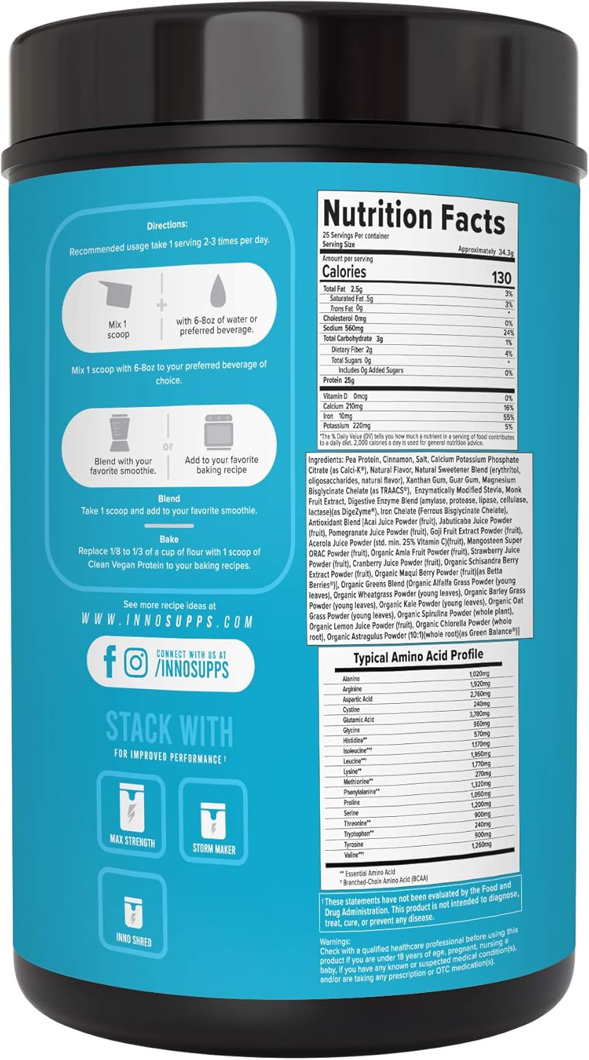 Plant Based Vegan Protein Powder - Cinnamon French Toast Flavor, Natural Ingredients, Dairy & Gluten Free, Low Carb & Low Fat, No Artificial Sweeteners or Sugars, Soy & GMO Free