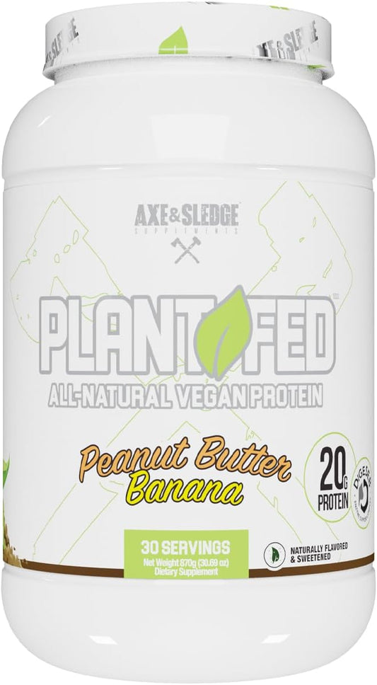 Plant-Based Vegan Protein Powder with 20g Protein, Peanut Butter Banana Flavor, Naturally Sweetened - 30 Servings