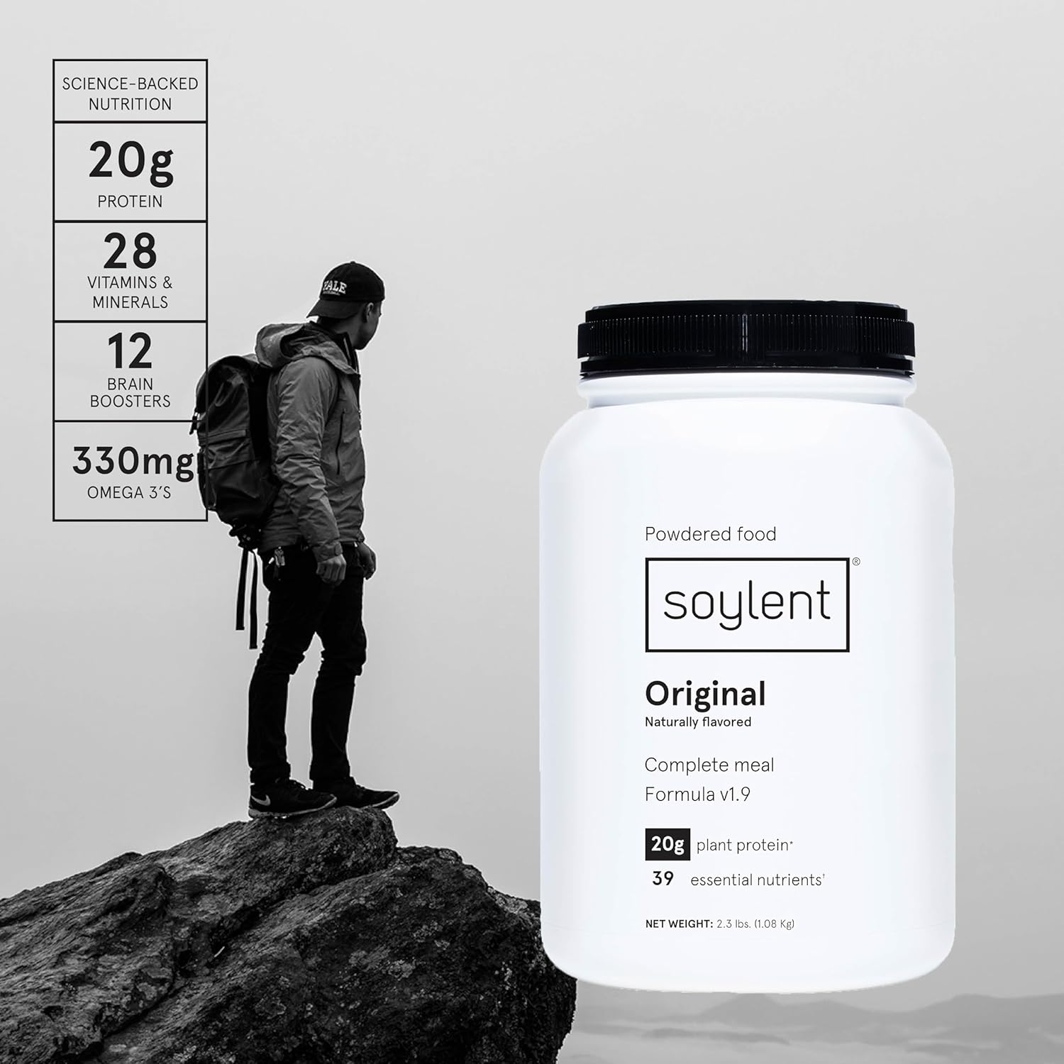 Plant-Based Vegan Protein Powder with 39 Essential Nutrients - Soylent Complete Nutrition Meal Replacement - 36.8oz