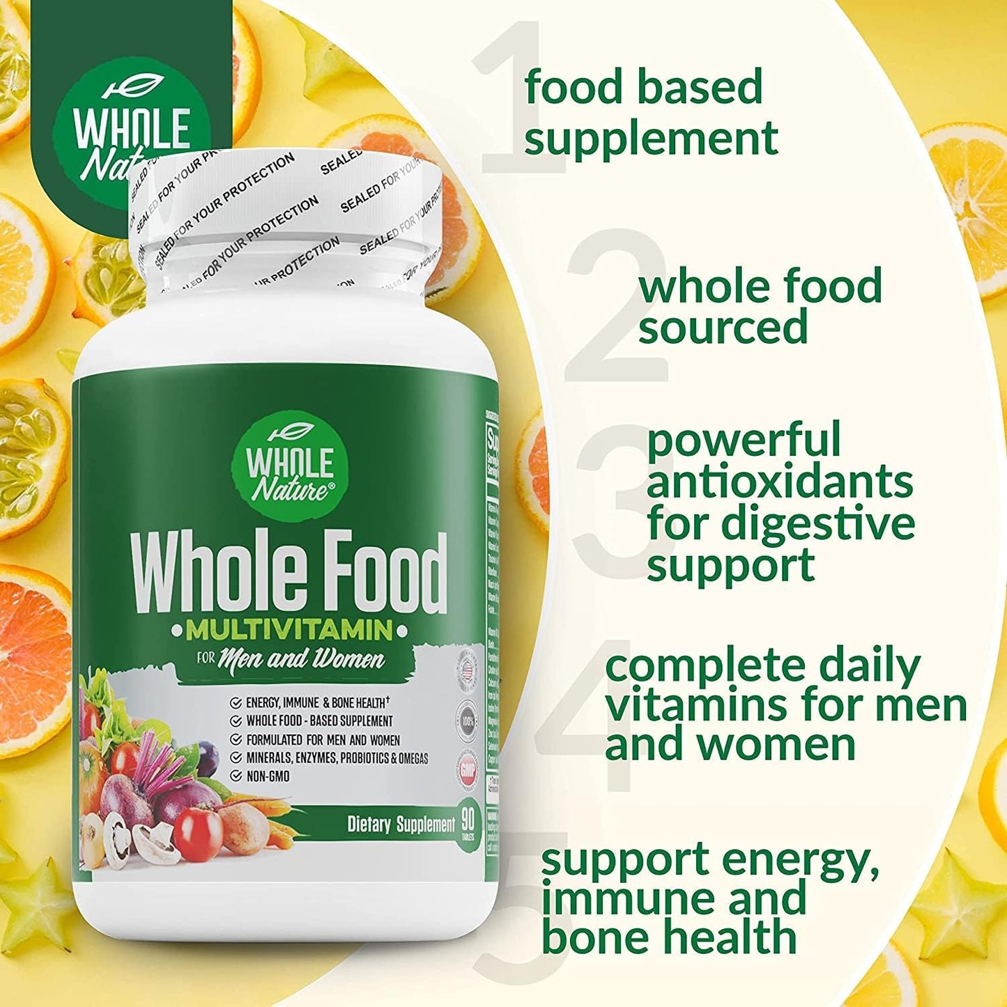 Plant-Based Whole Food Multivitamin with Digestive Support for Men and Women - Non-GMO Superfood Vitamins with Probiotics and Omegas