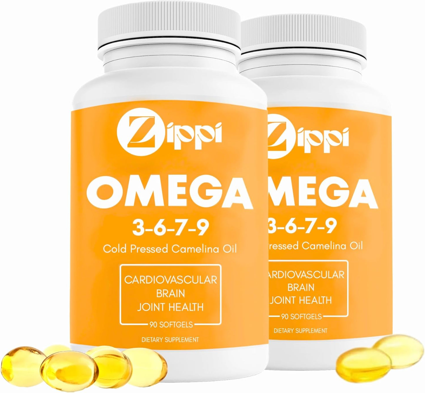 Plant Based Zippi Omega 3-6-7-9 Softgels for Brain, Liver, Cardiovascular & Joint Health (2 Pack)