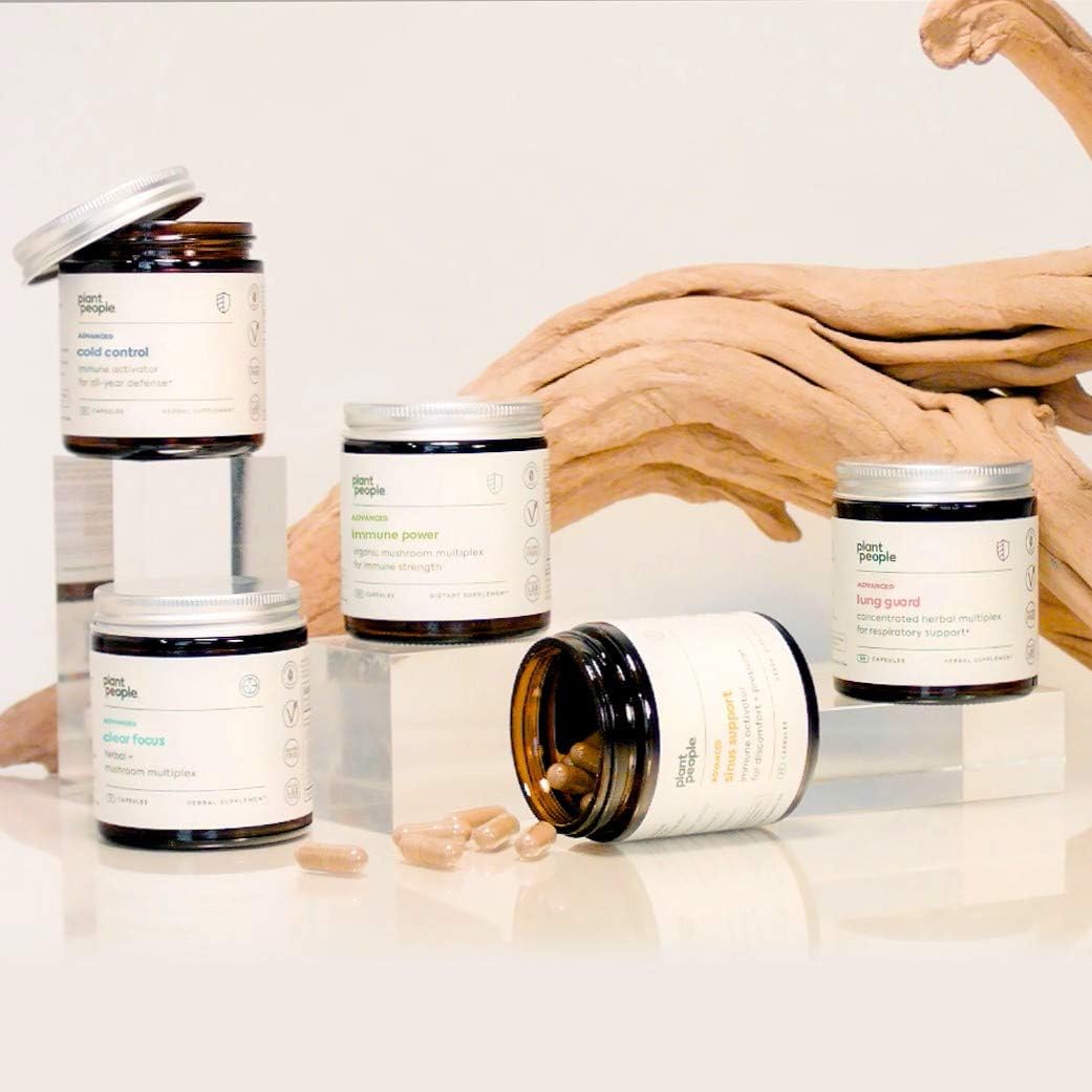 Plant People Immune Power Capsules - Advanced Immune Support Blend with Mushrooms, Astragalus, Herbal, and Vitamin C - Natural, Organic, Vegan, Non-GMO - 60 Count