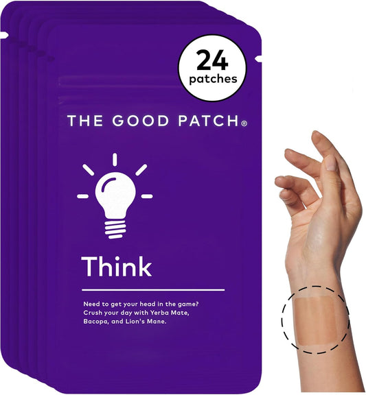 Plant-Powered Focus Patches with Caffeine, Yerba Mate, Bacopa, and Lion's Mane for Sustained Energy - 24 Total Patches