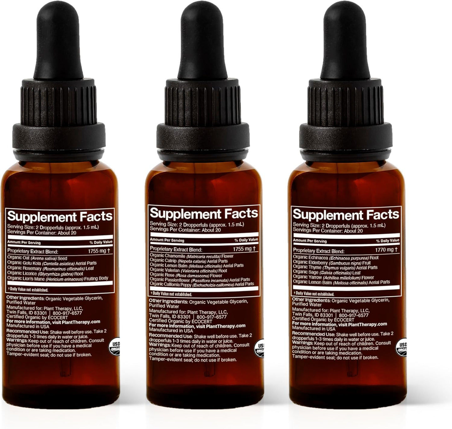 Plant Therapy Total Wellness Trio Set - Immunity Boost, Brain Power, Sleep Better - 30 mL Each