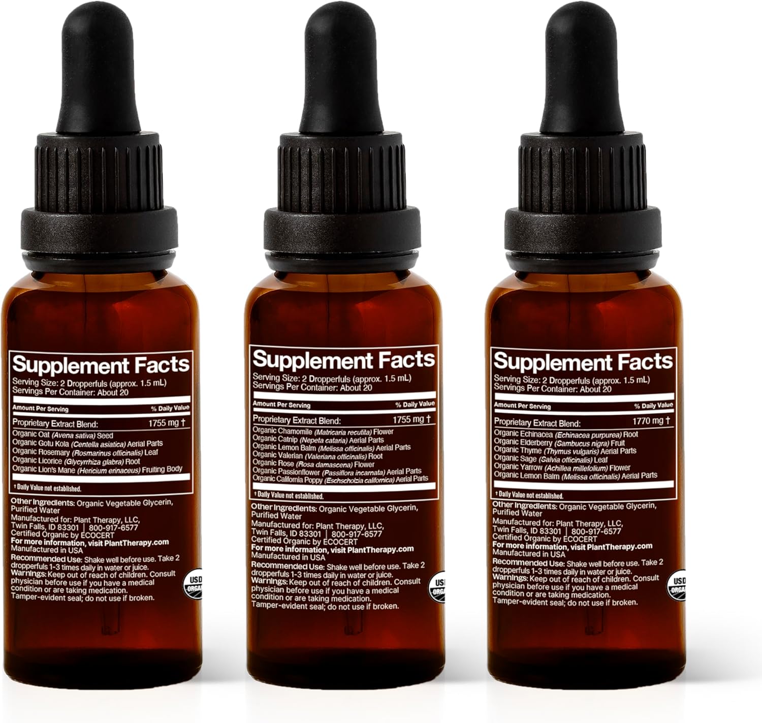 Plant Therapy Total Wellness Trio Set - Immunity Boost, Brain Power, Sleep Better - 30 mL Each