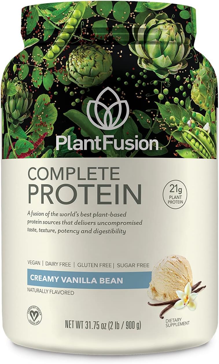 PlantFusion Complete Plant Based Pea Protein Powder Bundle - Non-GMO, Vegan, Dairy Free, Gluten Free, Soy Free - Vanilla Bean & Chocolate - 2 Pound - With Digestive Enzymes - Dietary Supplement