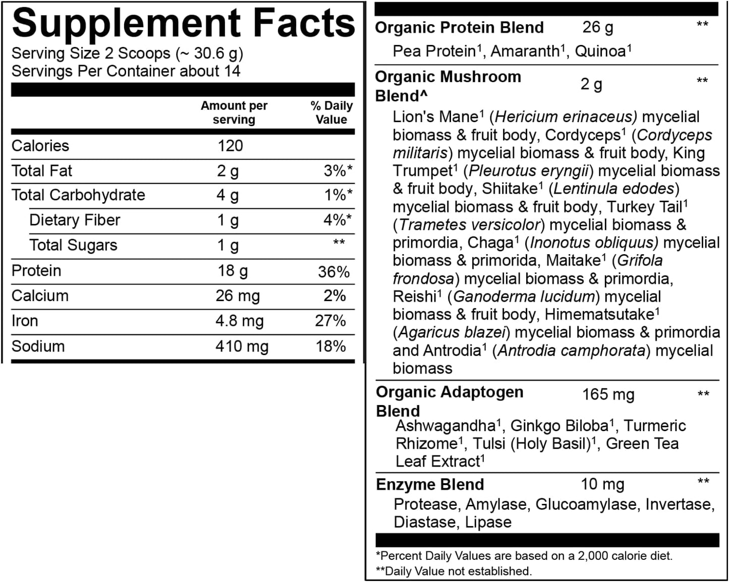 Plantfusion Mushroom Protein Powder - 3-in-1 Vegan Protein, Mushroom & Adaptogen Supplement for Mental Focus, Immunity & Recovery - Vanilla - 1lb
