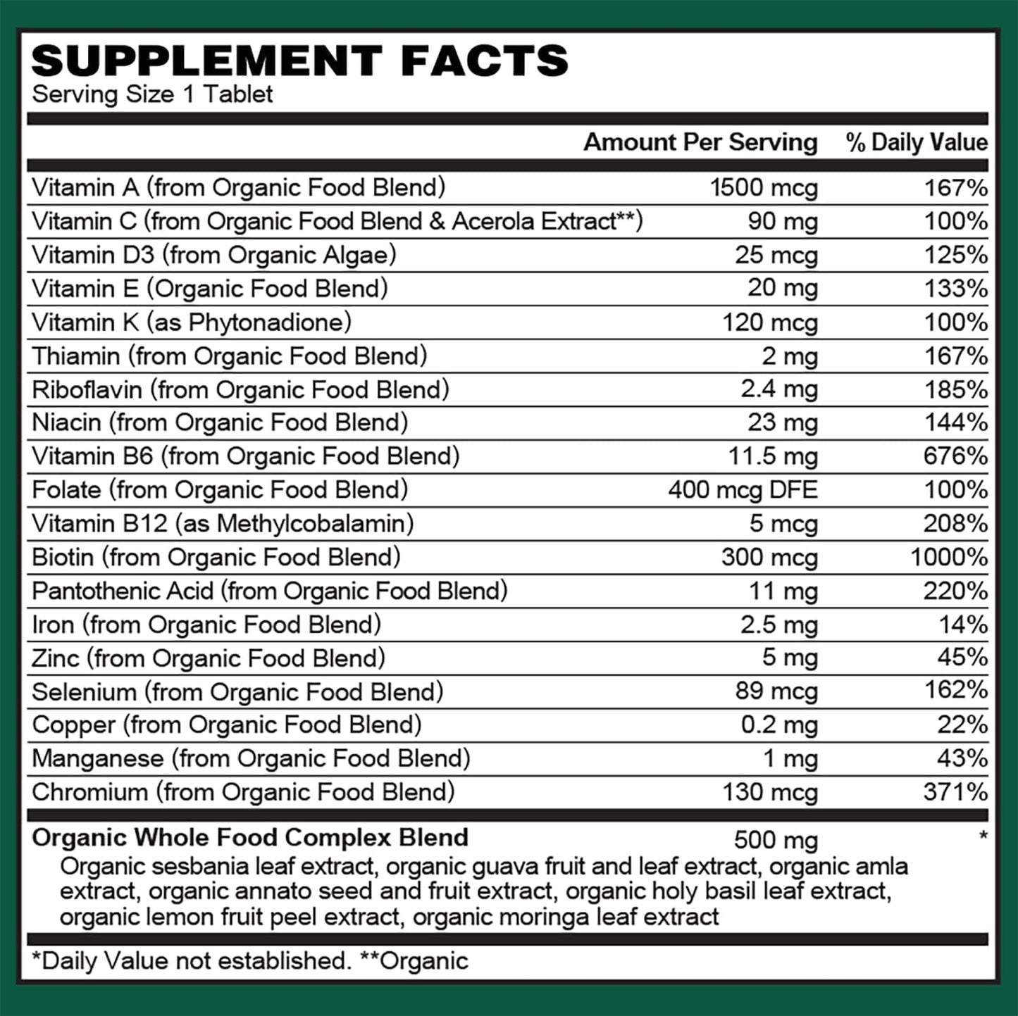 PlantFusion Organic Women's Multivitamin - Whole Food Blend, Vegan, Non-GMO, Gluten & Dairy Free - 60 Tablets (2 Month Supply)