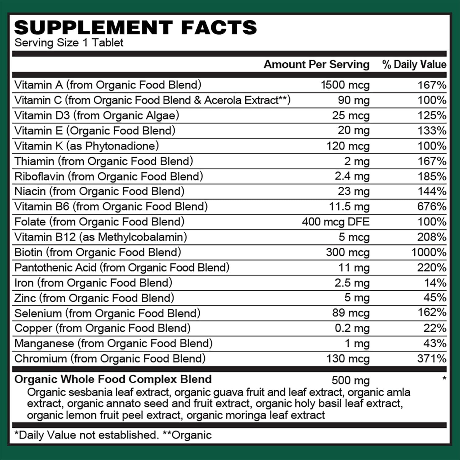 PlantFusion Organic Women's Multivitamin - Whole Food Blend, Vegan, Non-GMO, Gluten & Dairy Free - 60 Tablets (2 Month Supply)