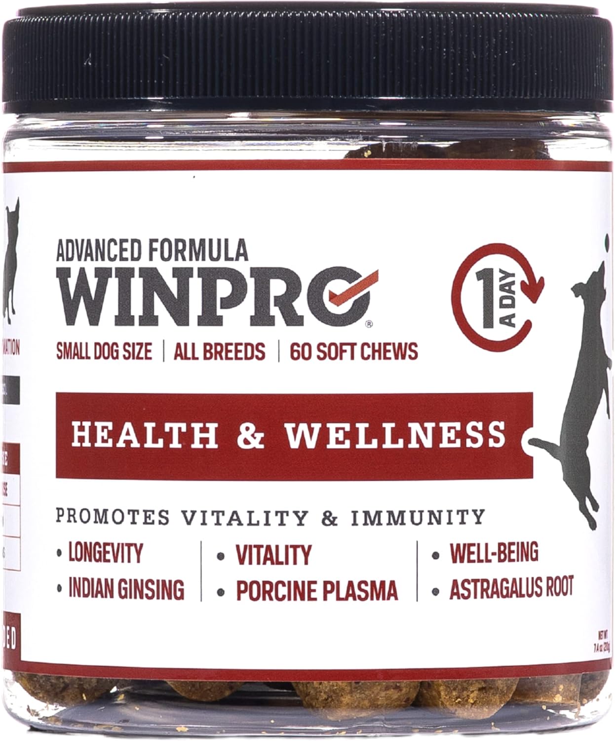 Plasma Powered Health Chews for Small Dogs, 60 Soft Chews, Grain Free Supplement for Vitality and Immunity