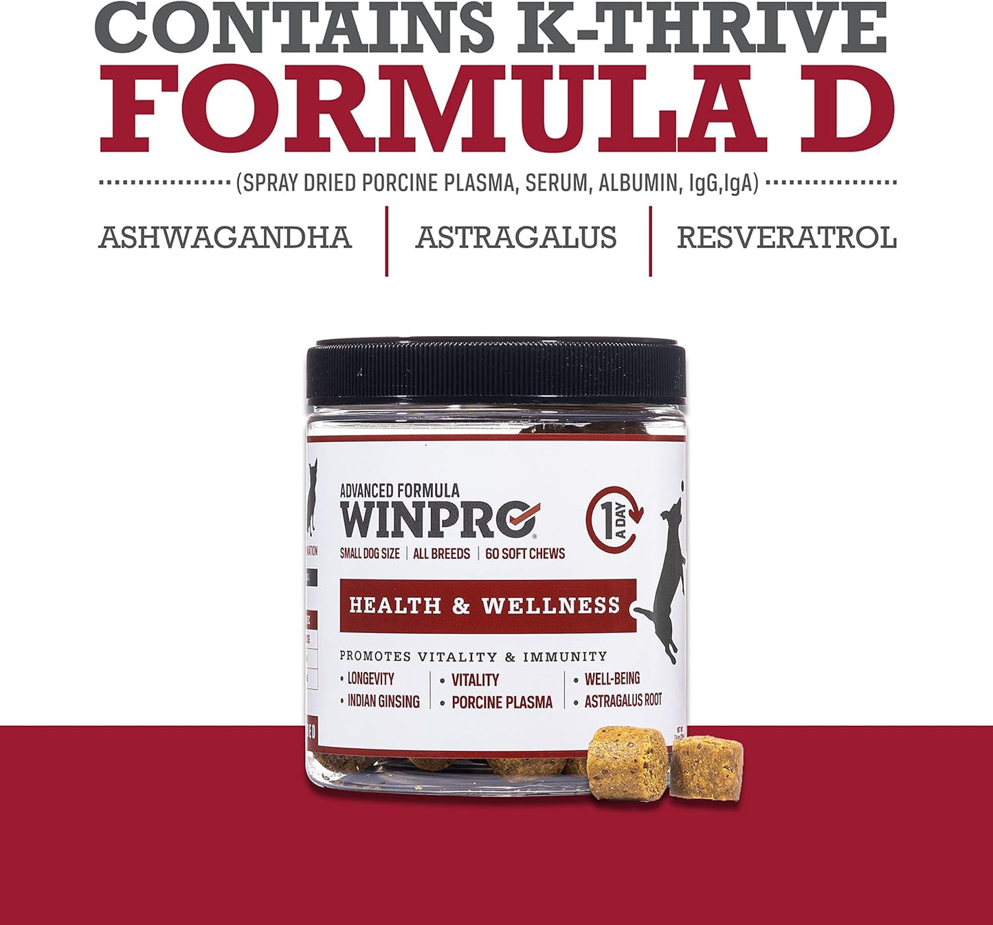 Plasma Powered Health Chews for Small Dogs, 60 Soft Chews, Grain Free Supplement for Vitality and Immunity