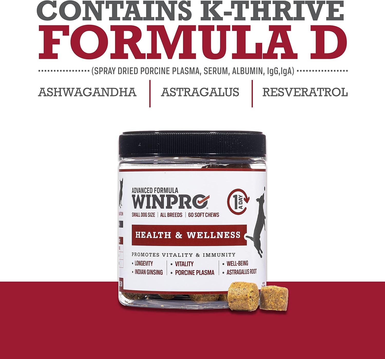 Plasma Powered Health Chews for Small Dogs, 60 Soft Chews, Grain Free Supplement for Vitality and Immunity